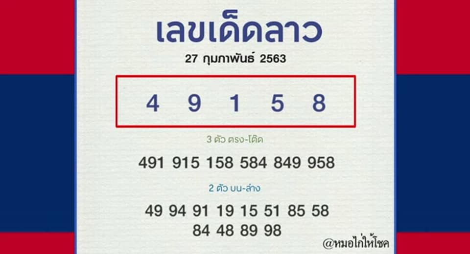 แนวทางหวยลาว 27/3/63 ชุดที่3