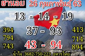 แนวทางหวยฮานอย 26/2/63 ชุดที่11