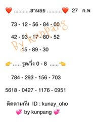 แนวทางหวยฮานอย 27/63 ชุดที่3