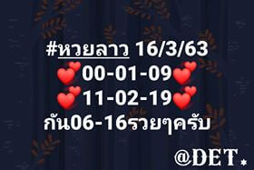 แนวทางหวยลาว 16/3/63 ชุดที่1