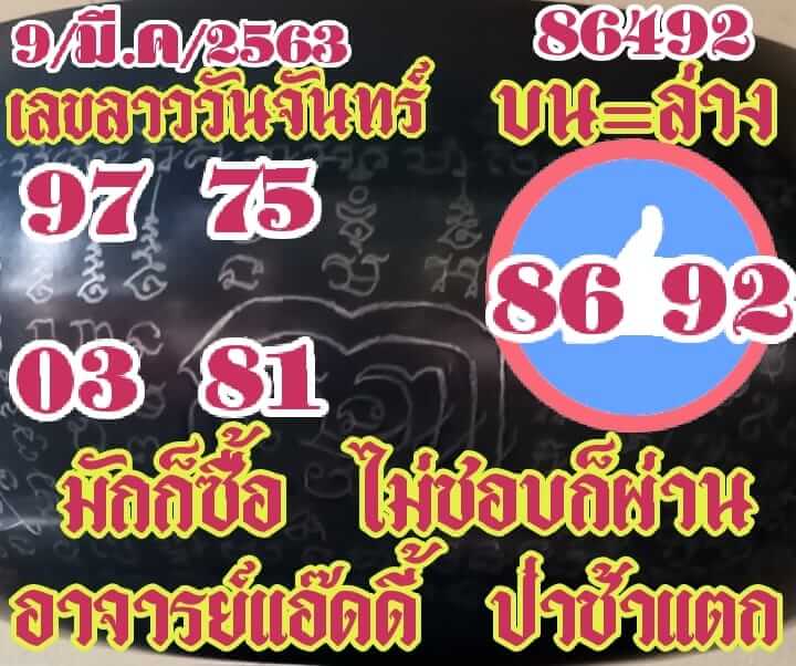 แนวทางหวยลาว 9/3/63 ชุดที่7