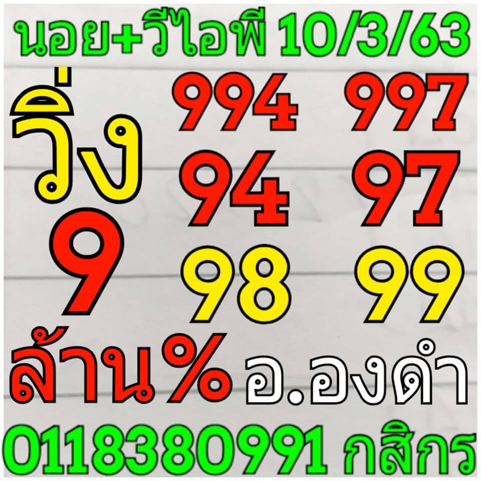 แนวทางหวยฮานอย 10/3/63 ชุดที่3