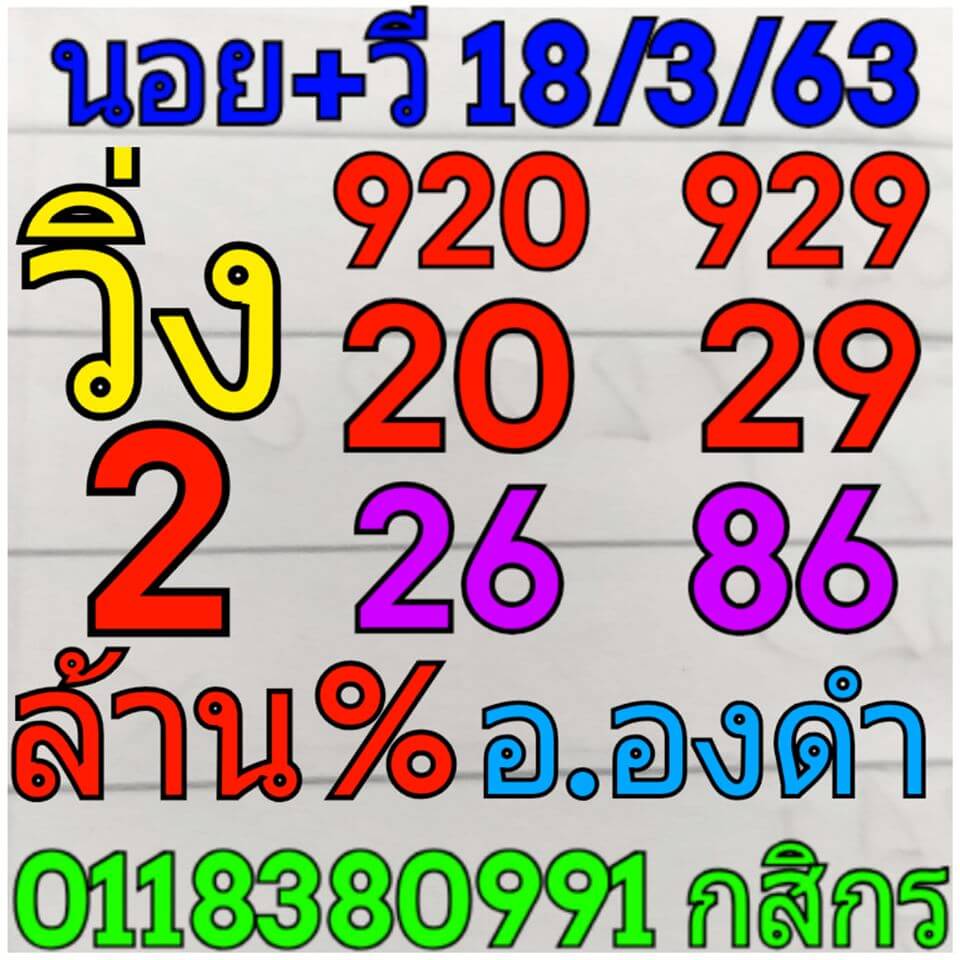 แนวทางหวยฮานอย 18/3/63 ชุดที่1