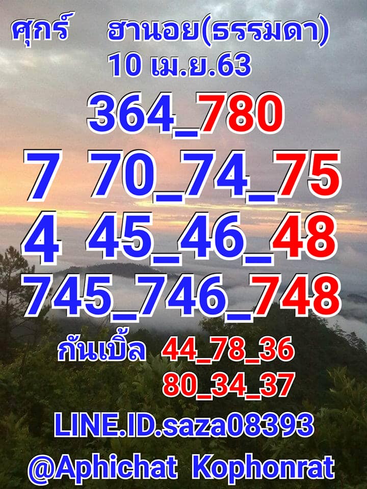 แนวทางหวยฮานอย 10/4/63 ชุดที่2