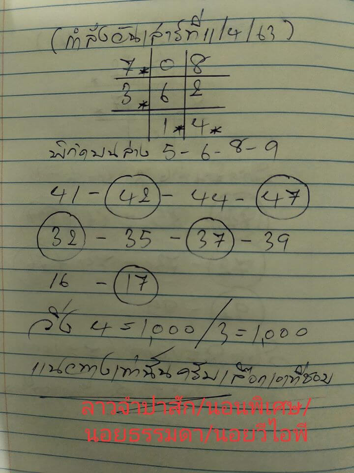 แนวทางหวยฮานอย 11/4/63 ชุดที่5