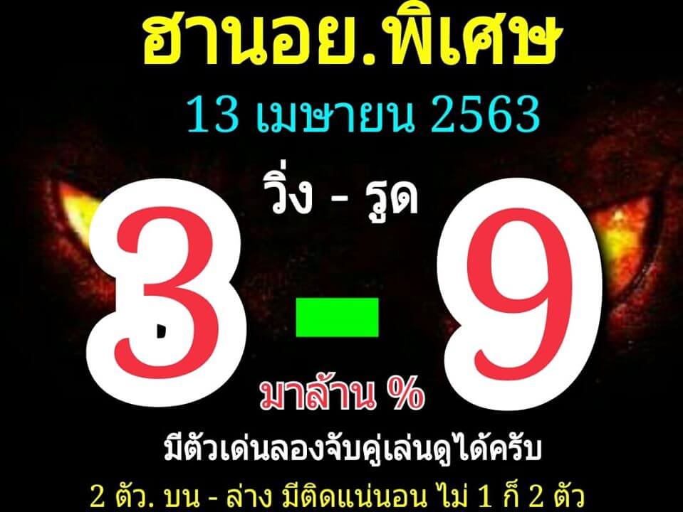 แนวทางหวยฮานอย 13/4/63 ชุดที่10