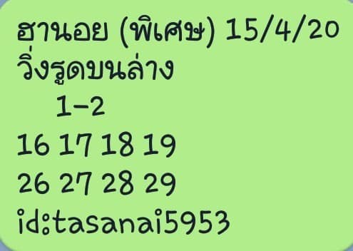 แนวทางหวยฮานอย 15/4/63 ชุดที่2