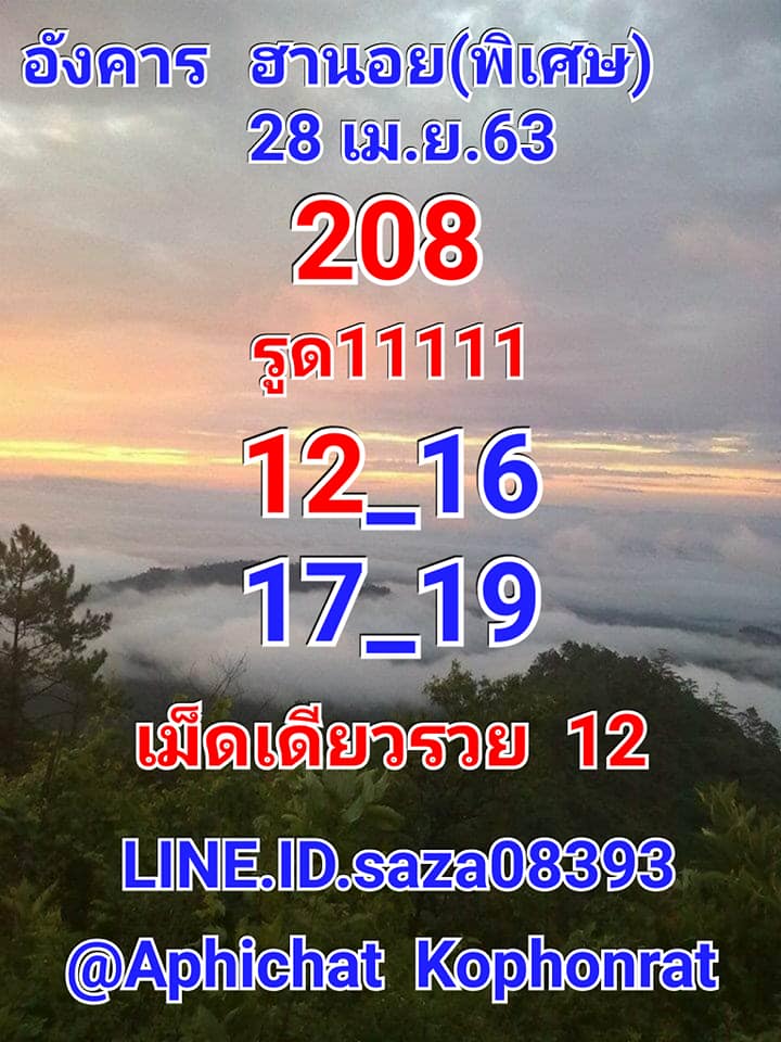 แนวทางหวยฮานอย 28/4/63 ชุดที่13