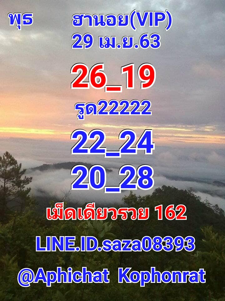 แนวทางหวยฮานอย 29/4/63 ชุดที่9