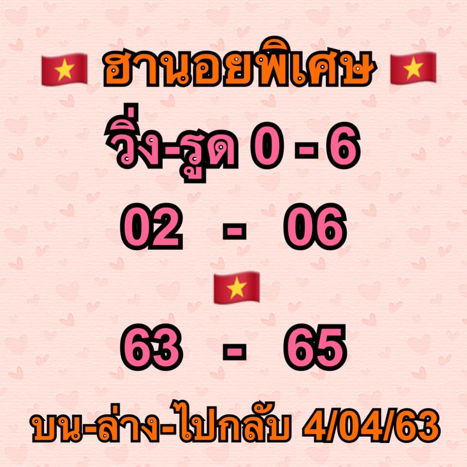 แนวทางหวยฮานอย 4/4/63 ชุดที่ 7