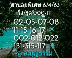 แนวทางหวยฮานอย 6/4/63 ชุดที่7