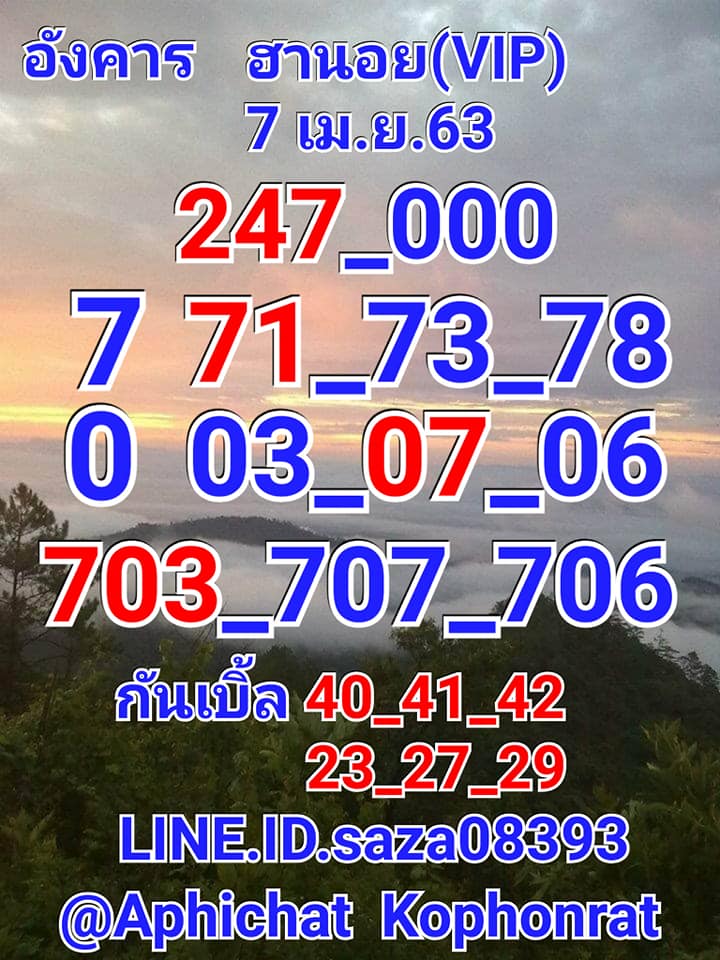 แนวทางหวยฮานอย 7-4-63 ชุดที่7