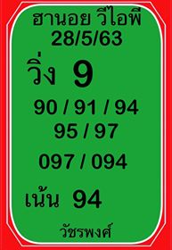 แนวทางหวยฮานอย 28/5/63 ชุดที่ 20