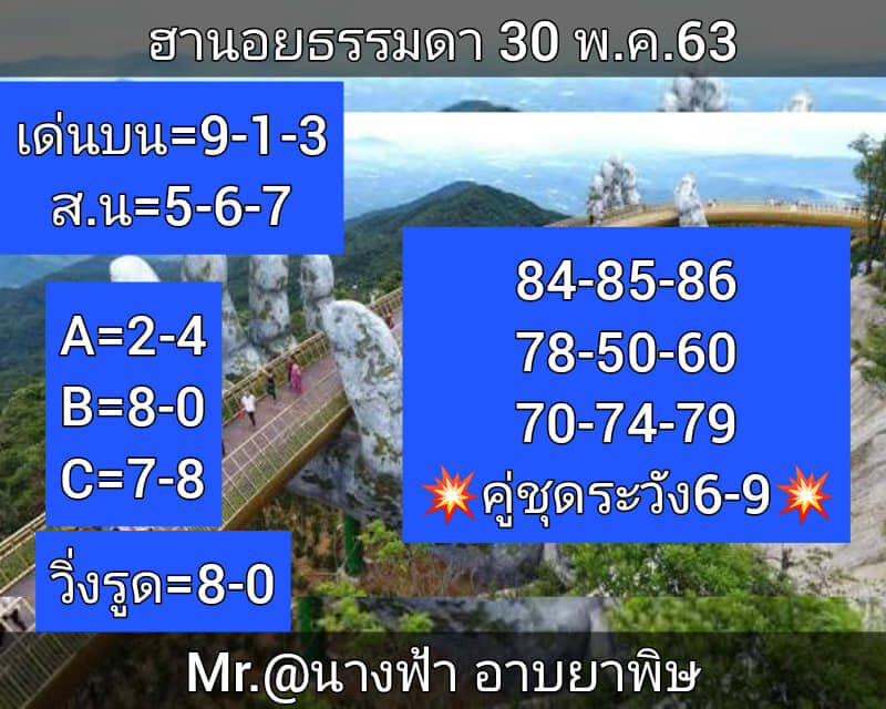 แนวทางหวยฮานอย 30/5/63 ชุดที่6