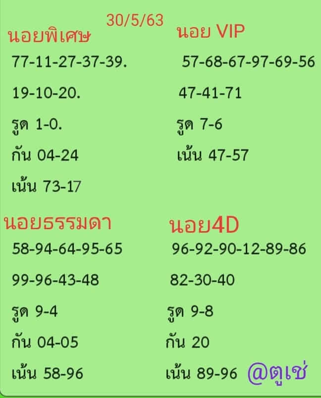 แนวทางหวยฮานอย 30/5/63 ชุดที่1