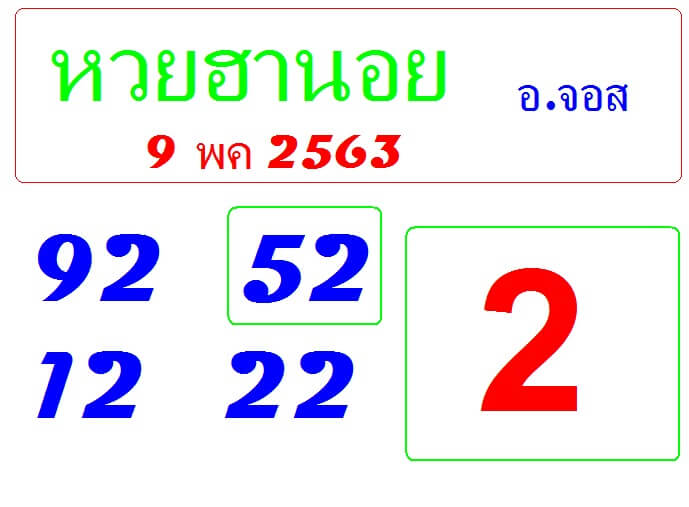 แนวทางหวยฮานอย 9/5/63 ชุดที่5