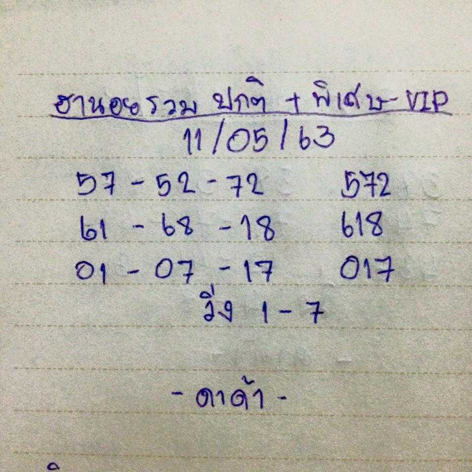 แนวทางหวยฮานอย 11/5/63 ชุดที่10