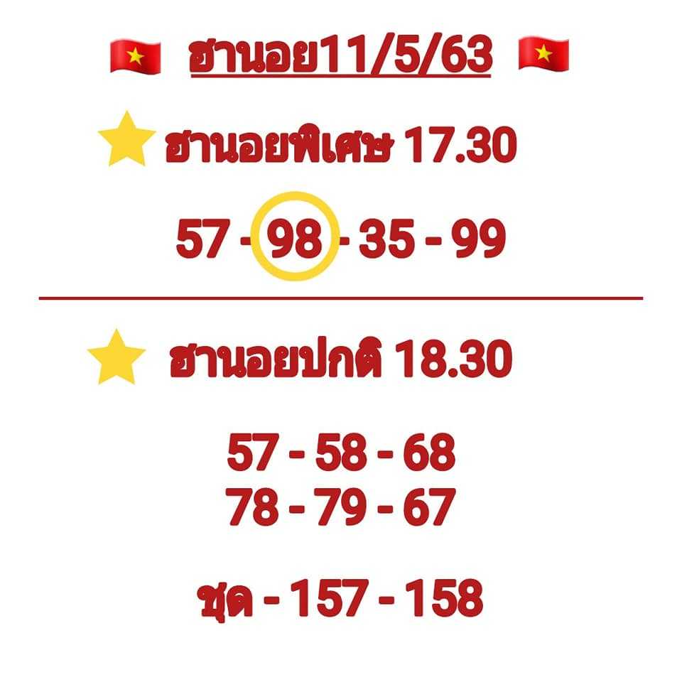 แนวทางหวยฮานอย 11/5/63 ชุดที่17