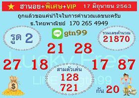 แนวทางหวยฮานอย 17/6/63 ชุดที่10