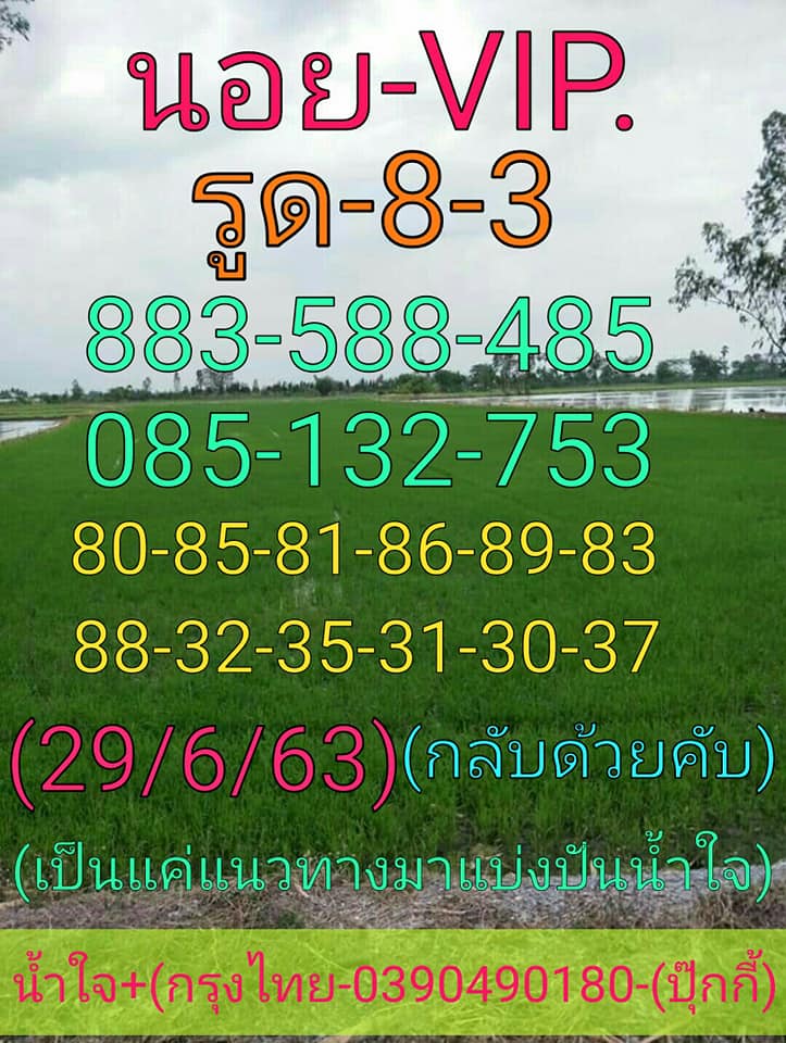 แนวทางหวยฮานอย 29/6/63 ชุดที่5