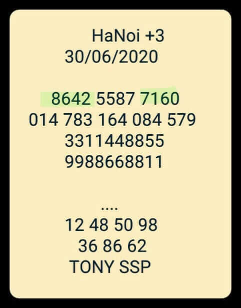 แนวทางหวยฮานอย 30/6/63 ชุดที14
