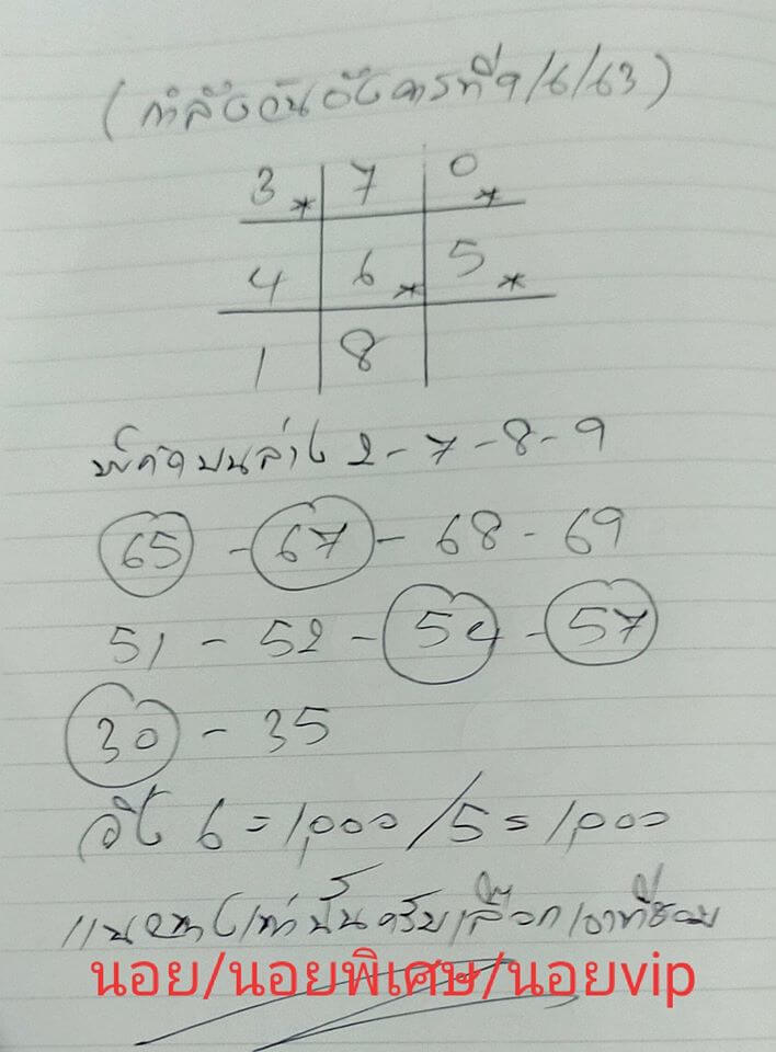 แนวทางหวยฮานอย 9/6/63 ชุดที่8