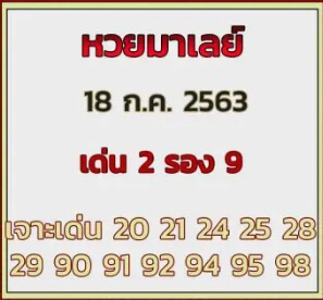 แนวทางหวยมาเลย์ 18/7/63 ชุดที่9