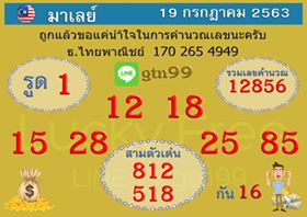 แนวทางหวยมาเลย์ 19/7/63 ชุดที่1