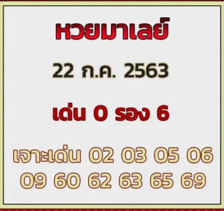 แนวทางหวยมาเลย์ 22/7/63 ชุดที่4