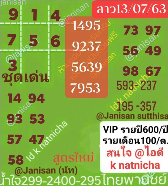 แนวทางหวยลาว 13/7/63 ชุดที่2