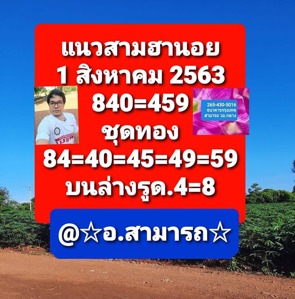 แนวทางหวยฮานอย 1/8/63 ชุดที่4