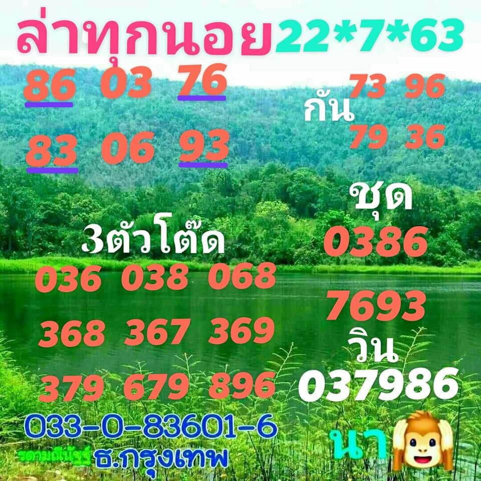 แนวทางหวยฮานอย 22/7/63 ชุดที่1