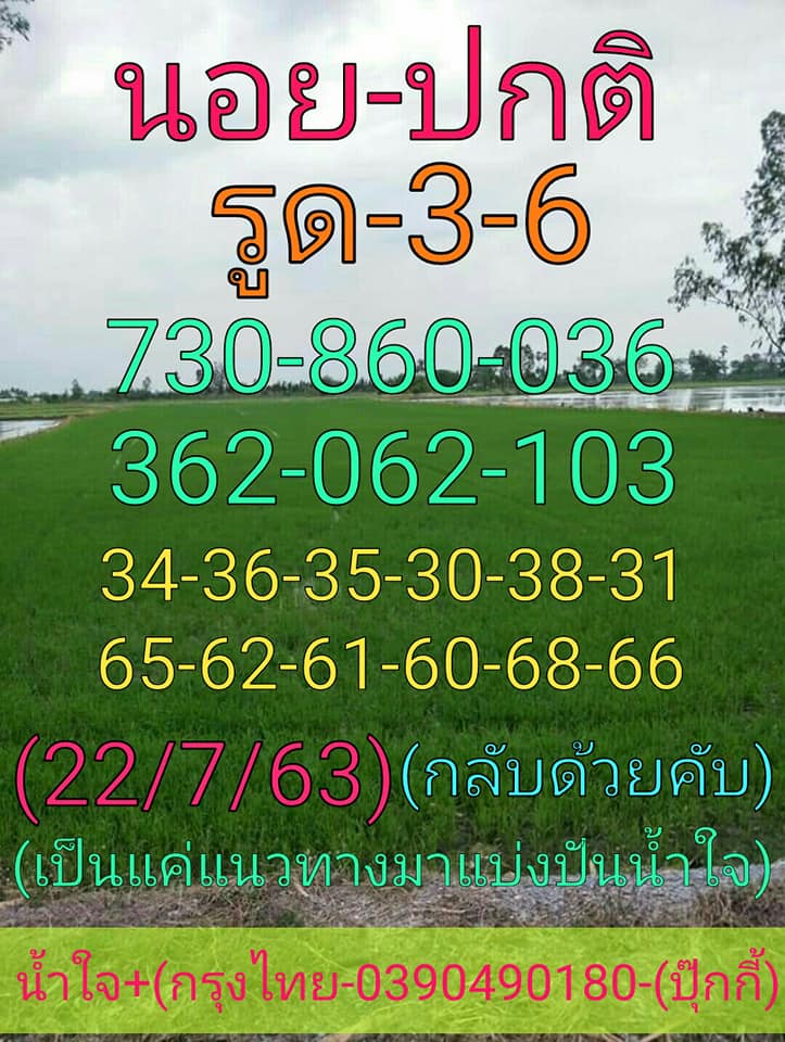 แนวทางหวยฮานอย 22/7/63 ชุดที่8