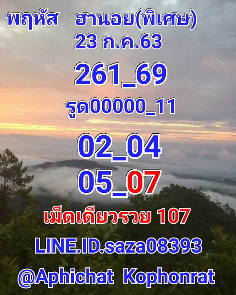 แนวทางหวยฮานอย 23/7/63 ชุดที่11