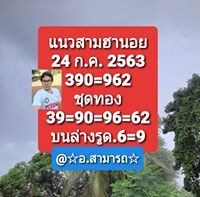 แนวทางหวยฮานอย 24/7/63 ชุดที่ 12