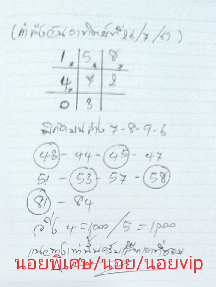 แนวทางหวยฮานอย 26/7/63 ชุดที่1