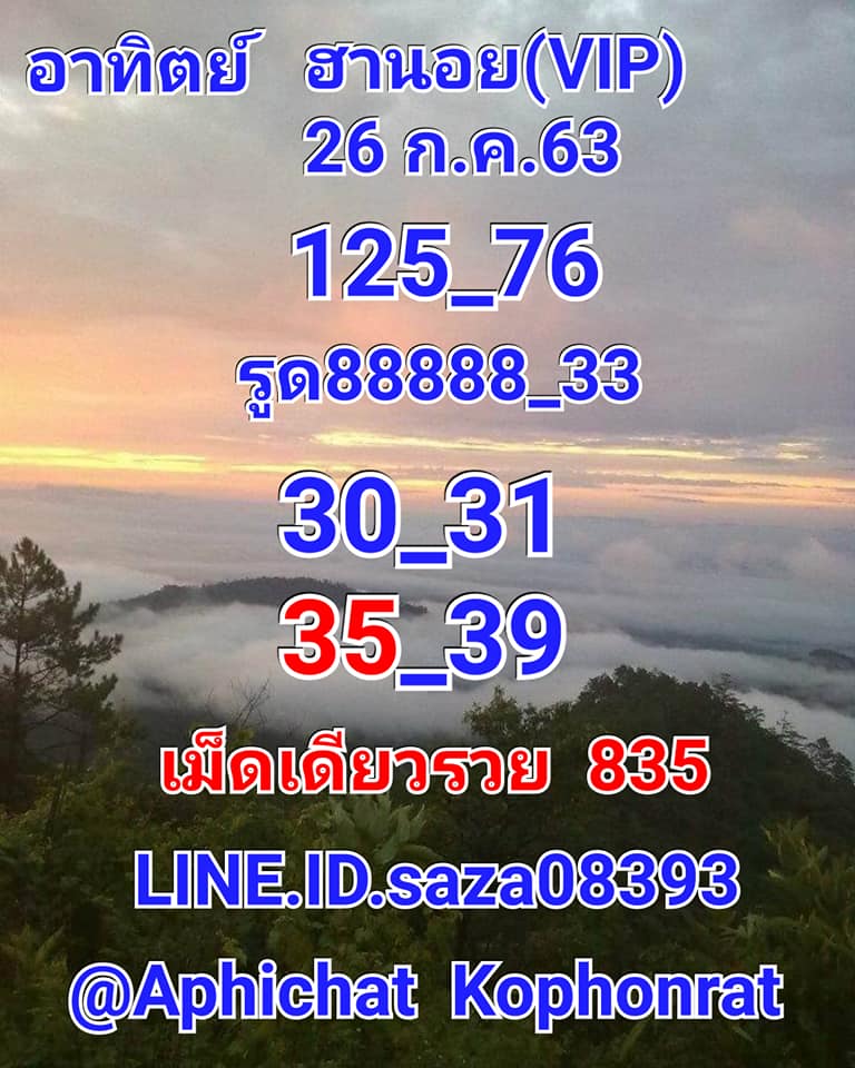 แนวทางหวยฮานอย 26/7/63 ชุดที่2