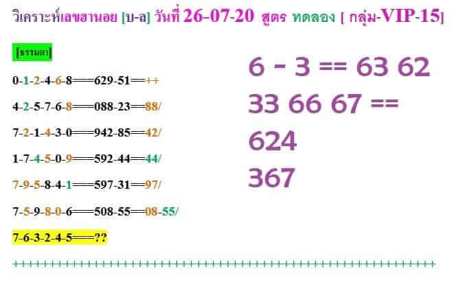 แนวทางหวยฮานอย 26/7/63 ชุดที่8