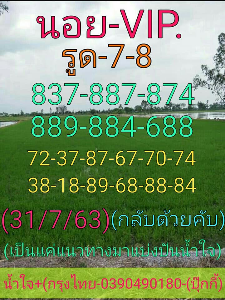 แนวทางหวยฮานอย 31/7/63 ชุดที่5