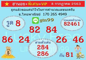 แนวทางหวยฮานอย 8/7/63 ชุดที่ 8