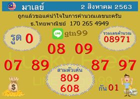 แนวทางหวยมาเลย์ 2/8/63 ชุดที่2