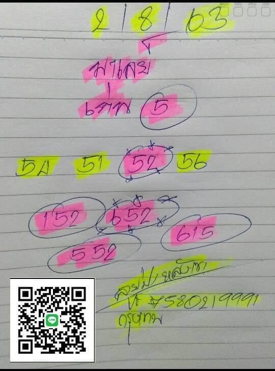 แนวทางหวยมาเลย์ 2/8/63 ชุดที่4