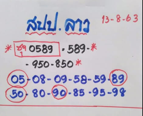 แนวทางหวยลาว 13/8/63 ชุดที่17