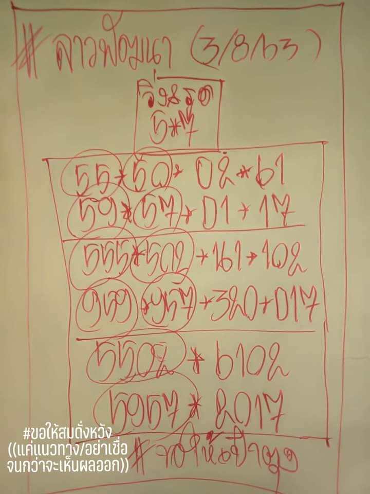 แนวทางหวยลาว 3/8/63 ชุดที่ 1