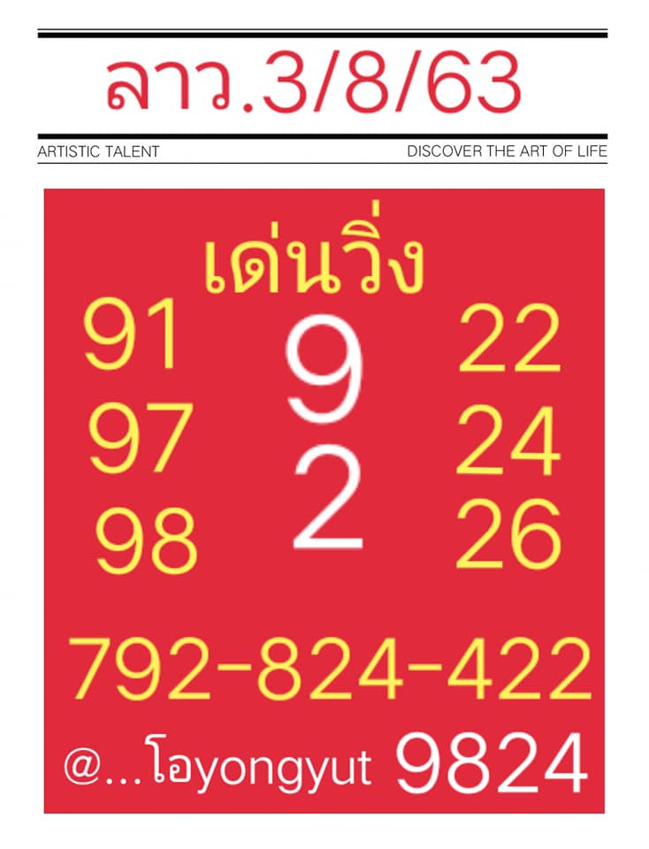 แนวทางหวยลาว 3/8/63 ชุดที่ 3