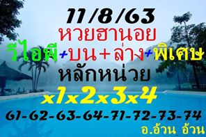 แนวทางหวยฮานอย 11/8/63 ชุดที่15