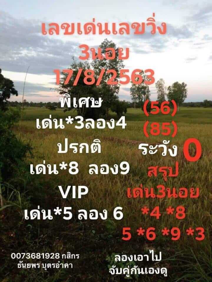 แนวทางหวยฮานอย 17/8/63 ชุดที่5