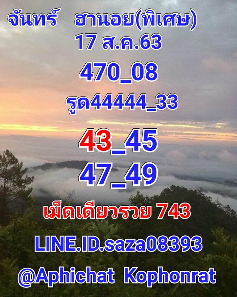 แนวทางหวยฮานอย 17/8/63 ชุดที่9