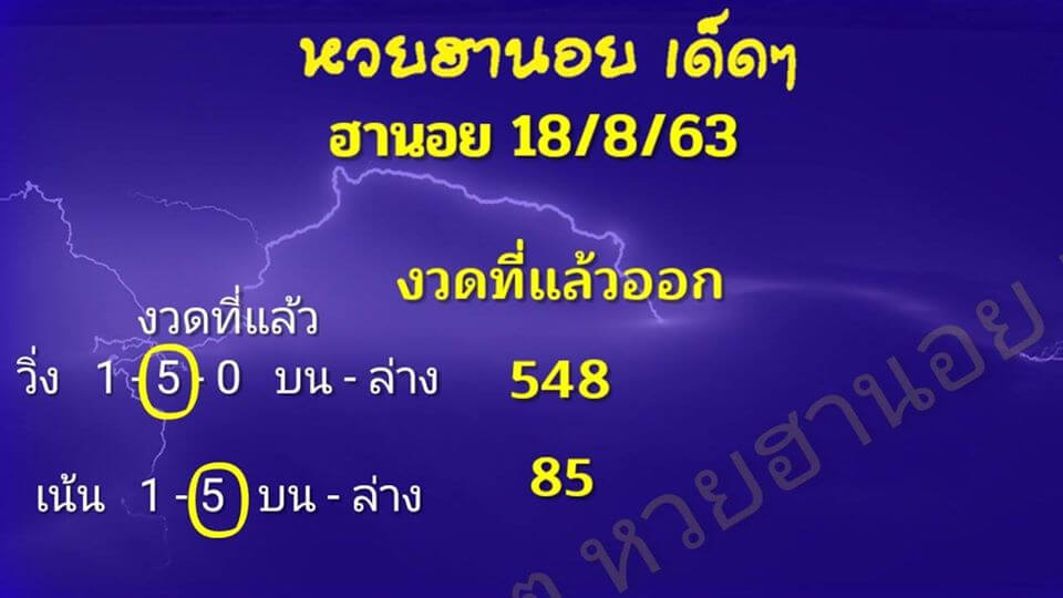 แนวทางหวยฮานอย 18/8/63 ชุดที่4