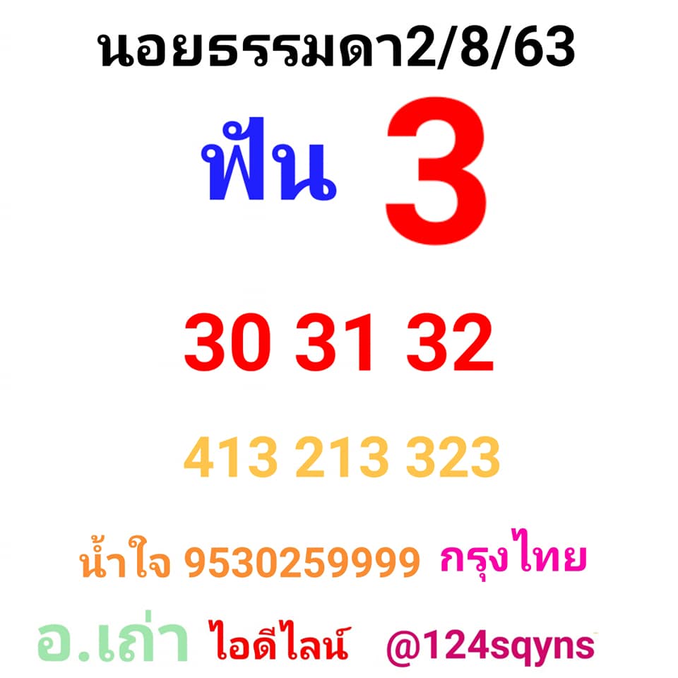 แนวทางหวยฮานอย 2/8/63 ชุดที่1